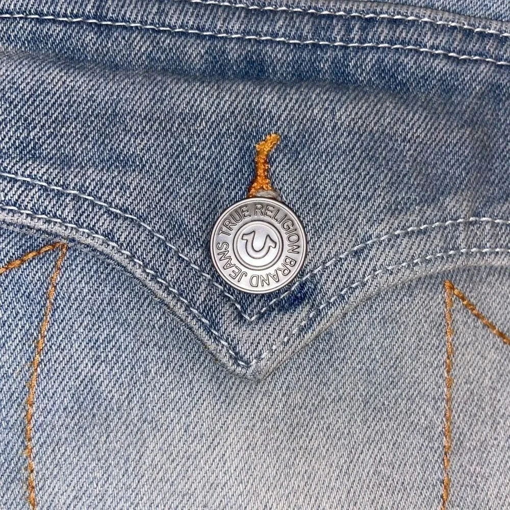 True Religion Geno Relaxed Slim Jeans Light Brisk 36x32 Horseshoe Flap Pocket